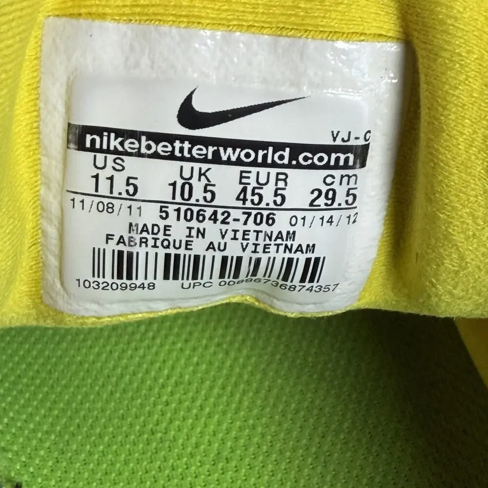 Nike Free Run+ 3 Shoes Mens Size 11.5 Yellow Mesh Running Sneakers 510642-706